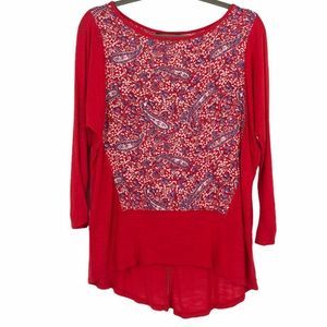 Lucky Brand Paisley Print Long Sleeve Blouse Top